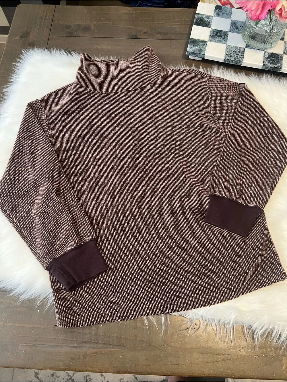 Nike Yoga Therma-FIT High Neck Cozy Fleece Tunic Top Size Small in Brown